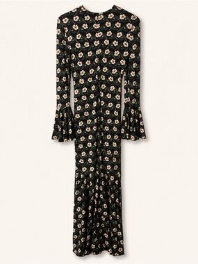 LA DoubleJ Black Maxi Dress with Cream Floral Print